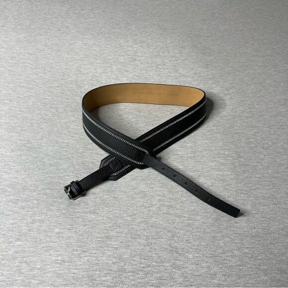 Michael Kors Women’s Chain-Trim Pebbled Black Genuine Leather Belt main image 4